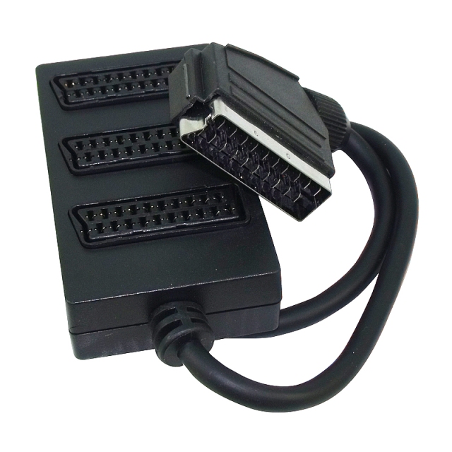 SCART DAĞITICI 3 LÜ SİYAH (1 ERKEK - 3 DİŞİ SCART) (4812)