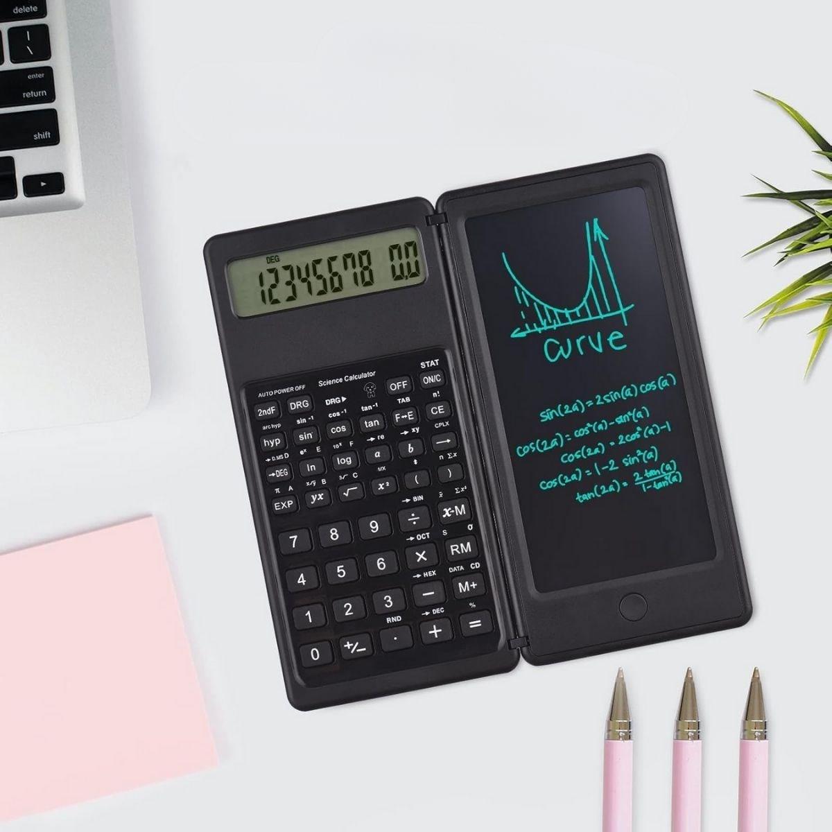 Silinebilir LCD Yazı Tabletli,Kalemli Katlanabilir Bilimsel Hesap Makinesi (4812)
