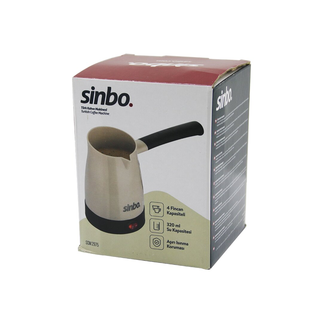 SİNBO SCM-2975 ELEKTRİKLİ CEZVE PLS.TÜRK KAHVE MAKİNE ÇELİK GİZLİ REZİSTANS700W 4 FİNCAN - 320MLTAK-ÇIKAR KULP (4812)