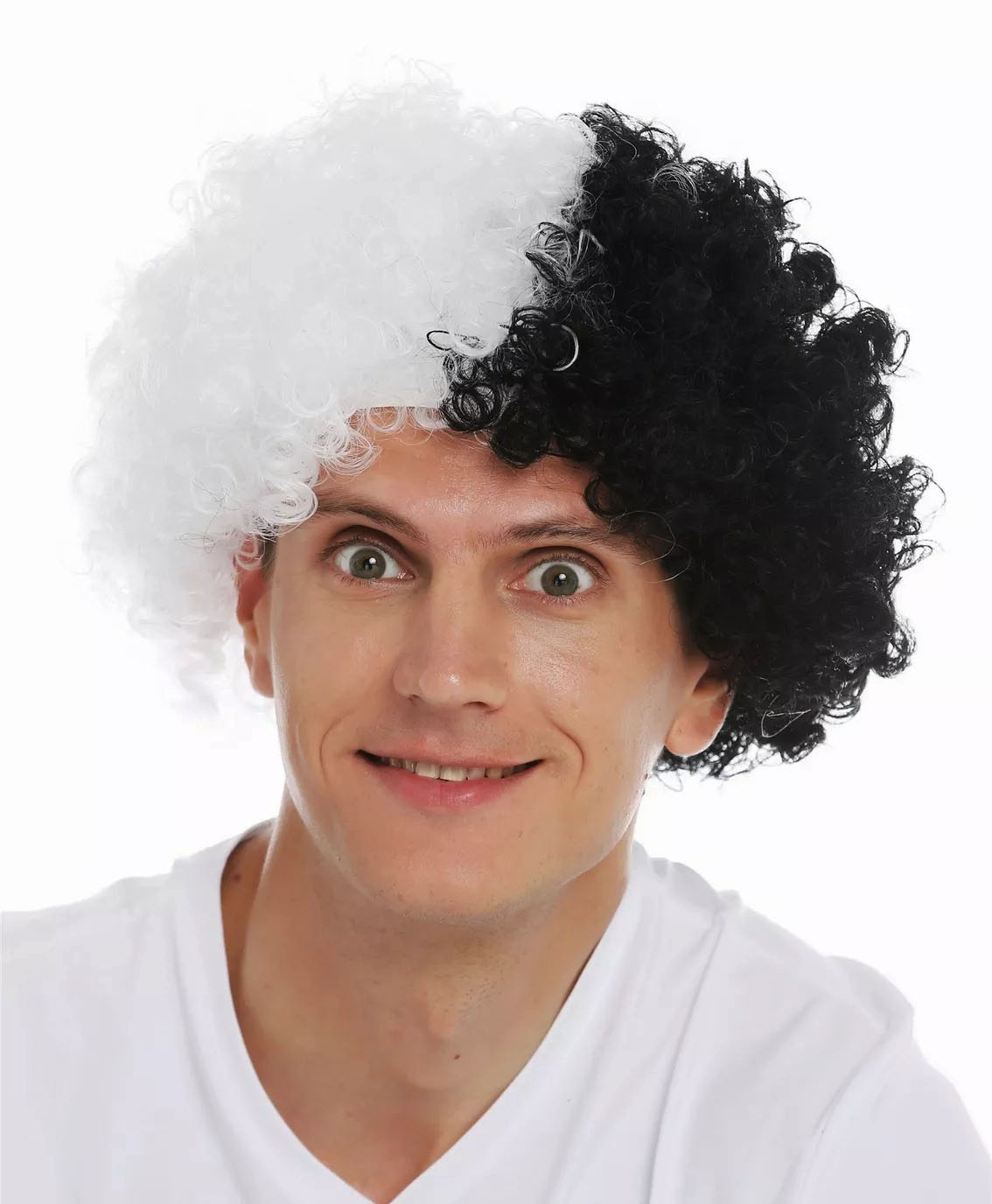 Siyah Beyaz Kıvırcık Afro Bonus Peruk Taraftar Bonus Saç (4812)