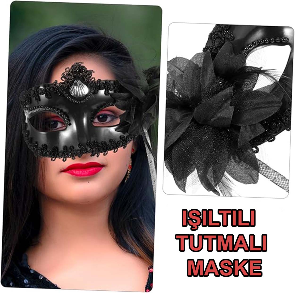 Siyah Işıltılı Tutmalı Fotoğraf Çekimi Maskesi 18x29 cm (4812) Siyah Işıltılı Tutmalı Fotoğraf Çekimi Maskesi 18x29 cm (4812)