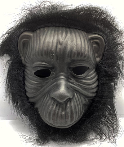 Siyah Renk Eva Goril Maskesi - Siyah Peluşlu Tüylü Orangutan Maskesi (4812)