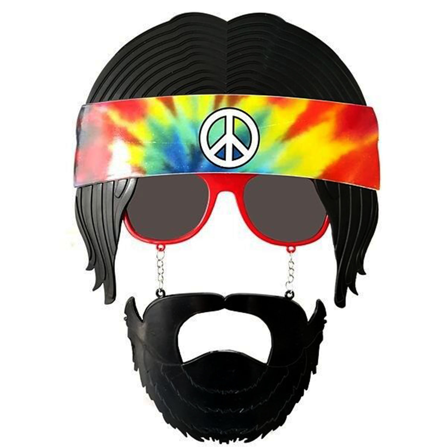Siyah Saçlı Bandana Tasarımlı Hippi Parti Gözlüğü 26x18 cm (4812)