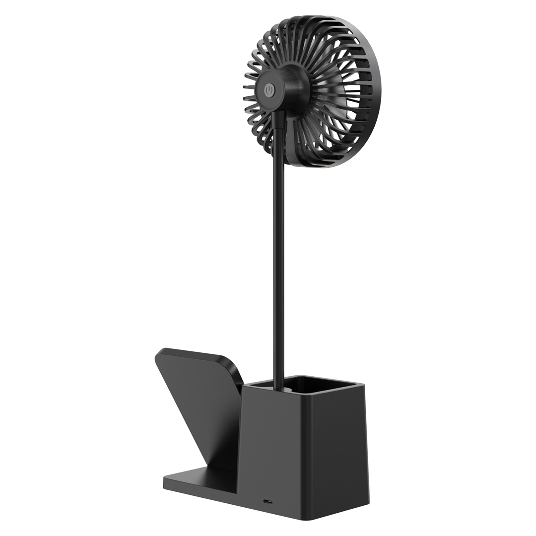 SİYAH TYPE-C  10W KABLOSUZ ŞARJ CİHAZI FANLI KALEMLİKLİ MASA LAMBASI SL-M9055 (4812)