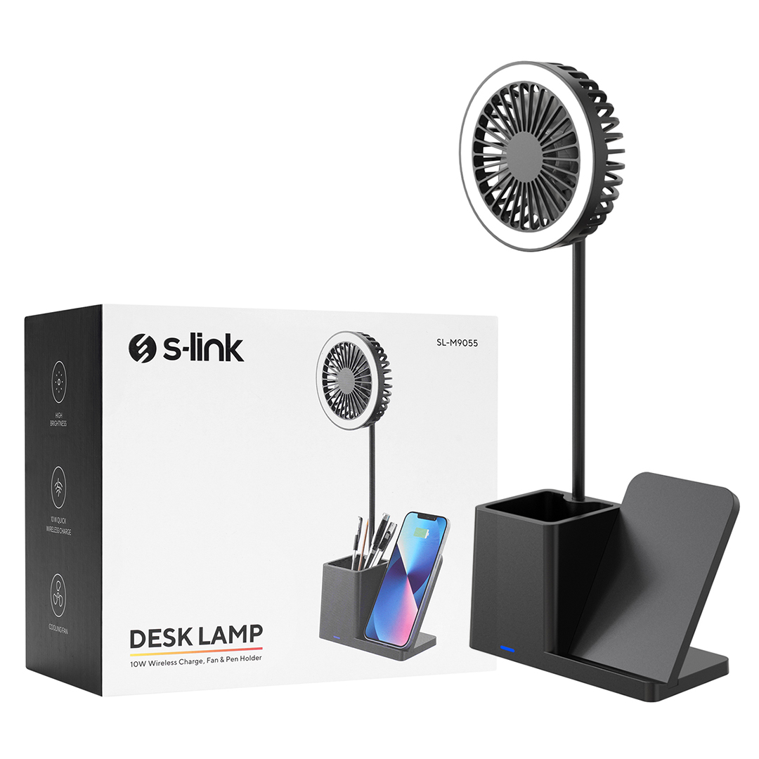 SİYAH TYPE-C 10W KABLOSUZ ŞARJ CİHAZI FANLI KALEMLİKLİ MASA LAMBASI SL-M9055 (4812) SİYAH TYPE-C 10W KABLOSUZ ŞARJ CİHAZI FANLI KALEMLİKLİ MASA LAMBASI SL-M9055 (4812)