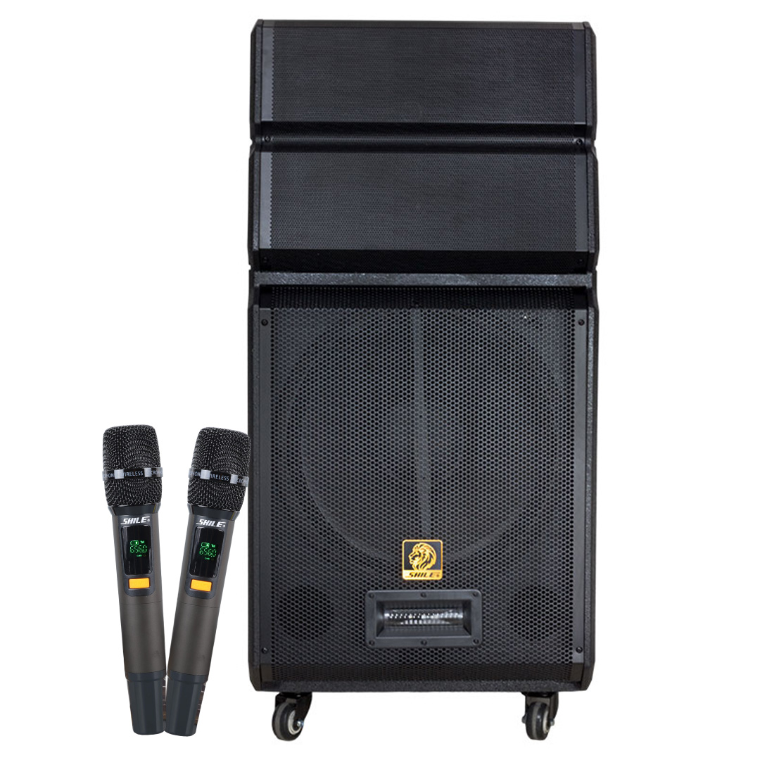SL-1612B İKİ EL MİKROFONLU KUMANDALI USB+SD+BT+FM TAŞINABİLİR HOPARLÖR (4812)