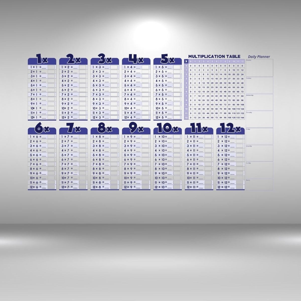 Statik Akıllı Kağıt Ingilizce Çarpım Tablosu 100x56 Cm(1 Adet Silgili Kalemli) (4812)
