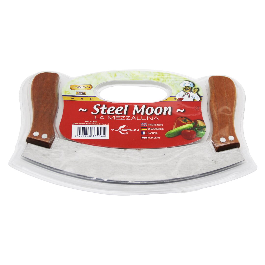 STEEL MOON ÇİFT AHŞAP SAPLI ZIRH BIÇAK KESİCİ - DOĞRAYICI 24 x 14 x 1,5 cm (4812)