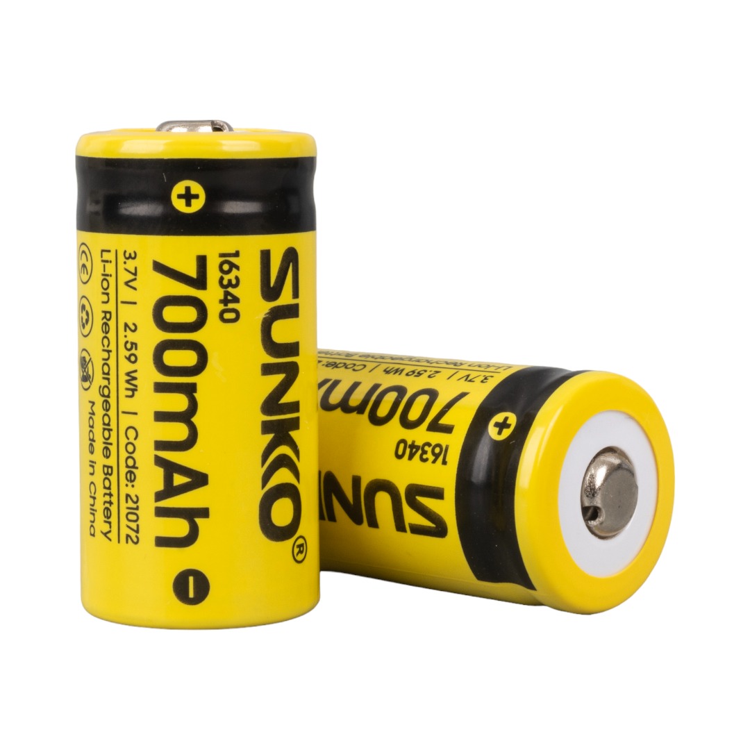 SUNKKO 3.7 VOLT 700 MAH 16340 ŞARJ EDİLEBİLİR PİL  (TEKLİ) (4812)