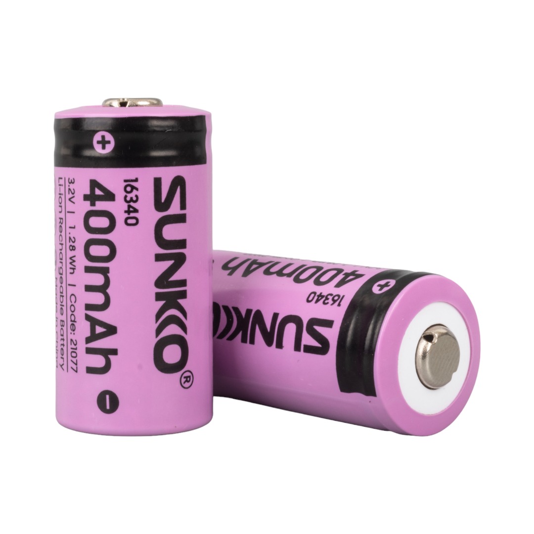 SUNKKO IFR 3.2 VOLT 400 MAH 16340 ŞARJ EDİLEBİLİR PİL  (TEKLİ) (4812)