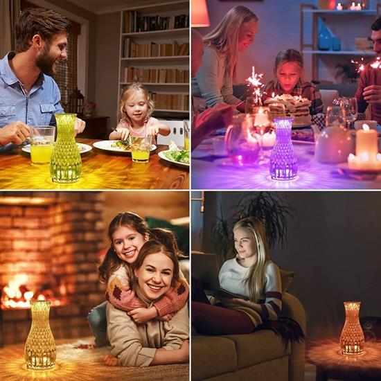 Sürahi Model USB Şarjlı Kumandalı 16 Farklı Işık Modlu Masa Üstü Kristal Akrilik Lamba Led (4812)