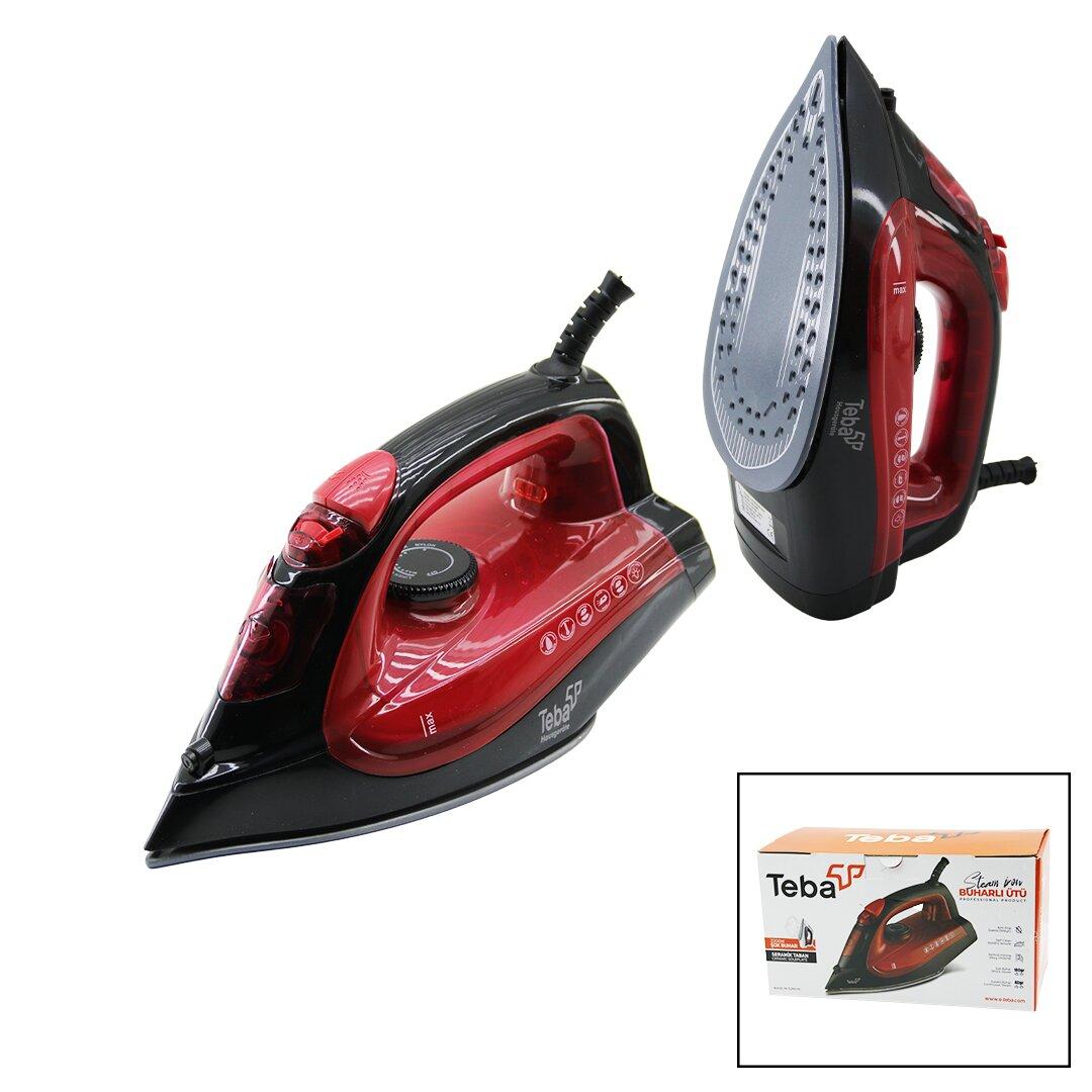 TEBA BUHARLI ÜTÜ  2200W   SERAMİK TABAN   ŞOK BUHAR=180GR - SÜREKLİ BUHAR=40GR (4812)