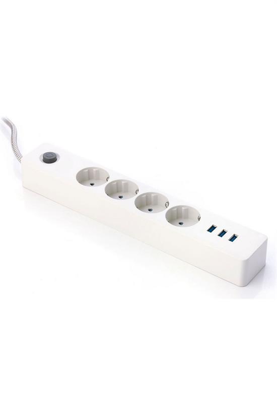 Termak Akım Korumalı 4 Priz 3 USB Girişli Uzatma Kablosu Güç ve Şarj SİYAH RENK GÖNDERİLİR (4812)