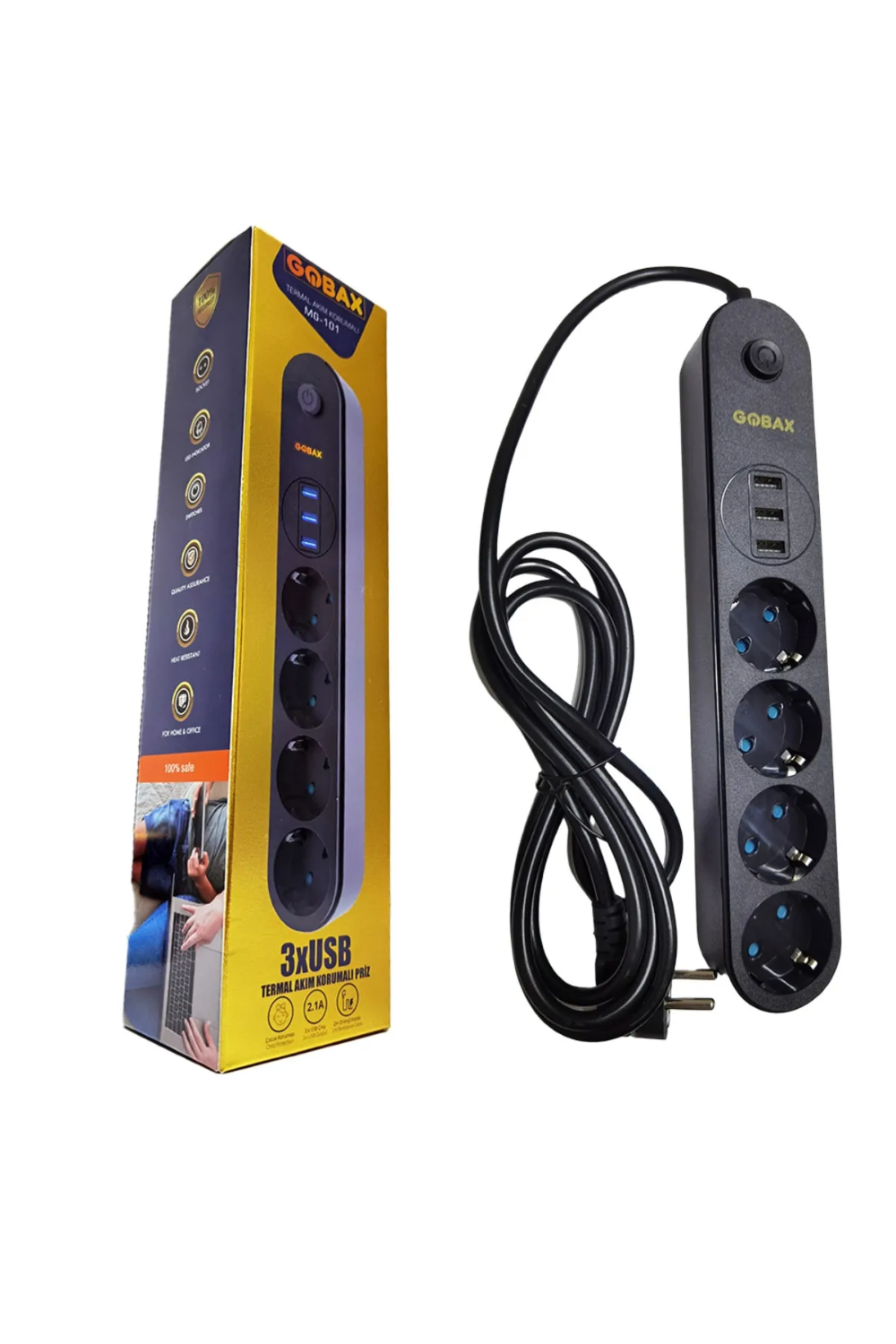 Termal Akım Korumalı Grup Priz Ve 3’lü Usb Şarj Aleti (4812) Termal Akım Korumalı Grup Priz Ve 3’lü Usb Şarj Aleti (4812)