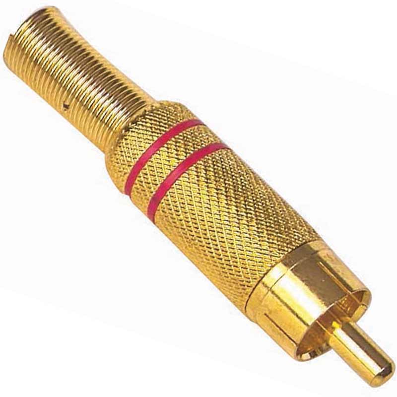 TOS FİŞ METAL ALTIN GOLD ERKEK KONNEKTÖR (SİYAH-KIRMIZI KODLU) RCA (4812)