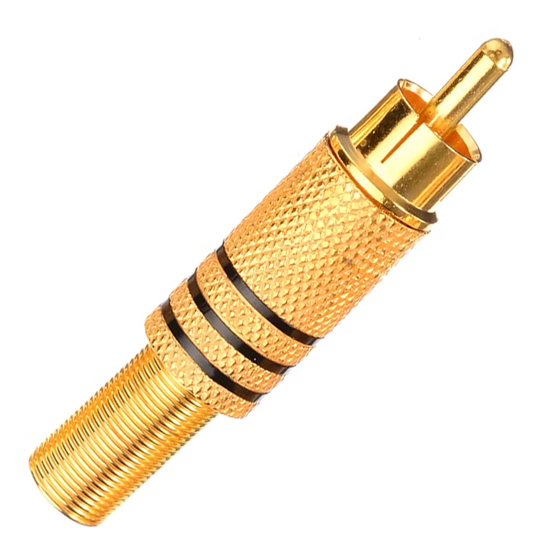 TOS FİŞ METAL ALTIN GOLD ERKEK KONNEKTÖR (SİYAH-KIRMIZI KODLU) RCA (4812)
