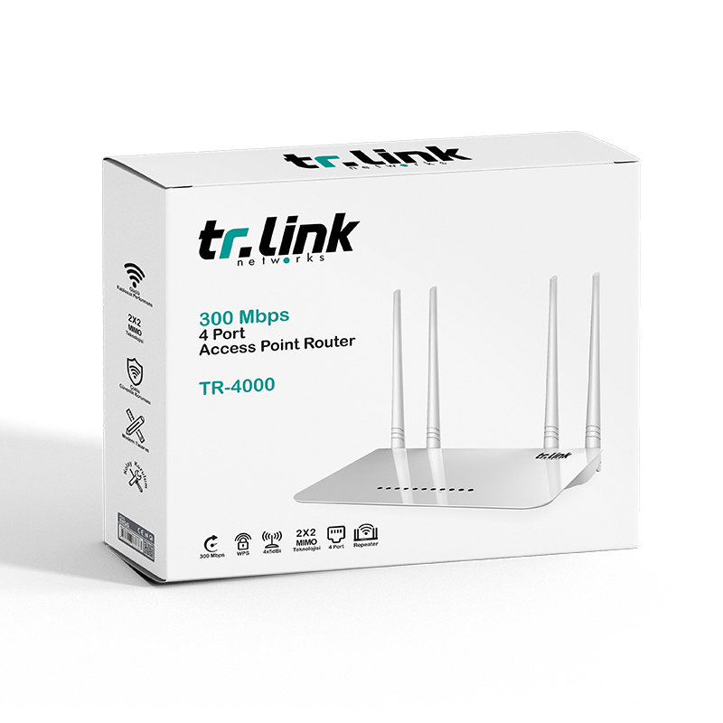 TR-LINK TR-4000 300 MBPS 4 PORT 4 ANTENLİ ACCESS POINT ROUTER (4812) TR-LINK TR-4000 300 MBPS 4 PORT 4 ANTENLİ ACCESS POINT ROUTER (4812)