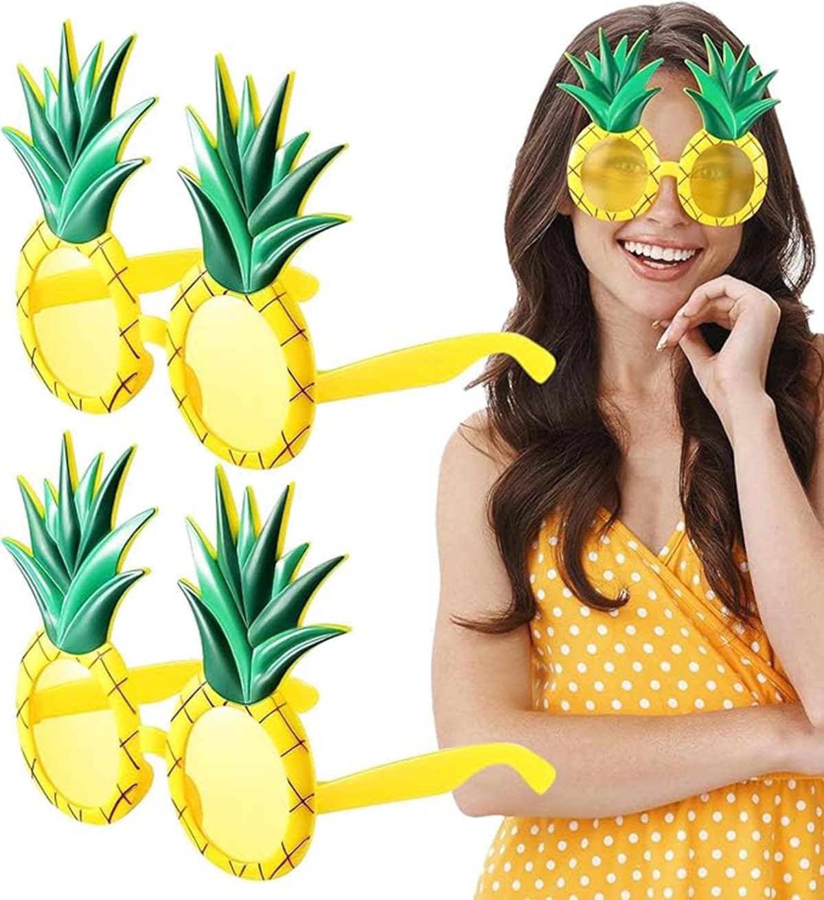 Tropikal Hawaii Ananas Şekilli Parti Gözlüğü 9.5 x 14 cm (4812)