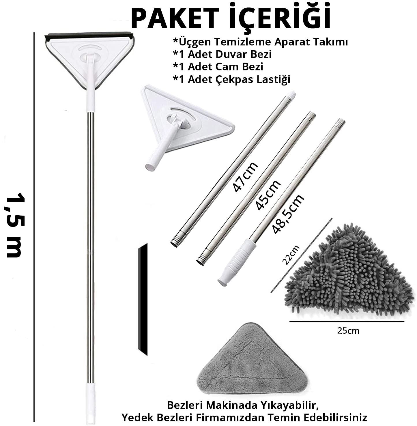 Üçgen Mop Cam Duvar Tavan Fayans Parke Temizleyici Mop (4812) Üçgen Mop Cam Duvar Tavan Fayans Parke Temizleyici Mop (4812)