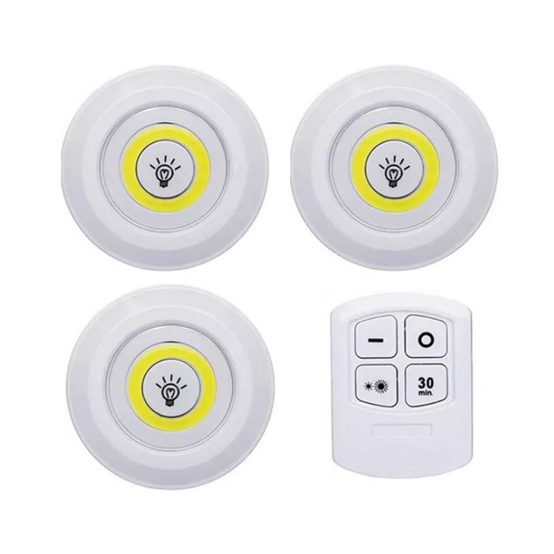 ÜÇLÜ KUMANDALI PİLLİ DOKUNMATİK PORTATİF COB LED IŞIK AYDINLATMA (4812)