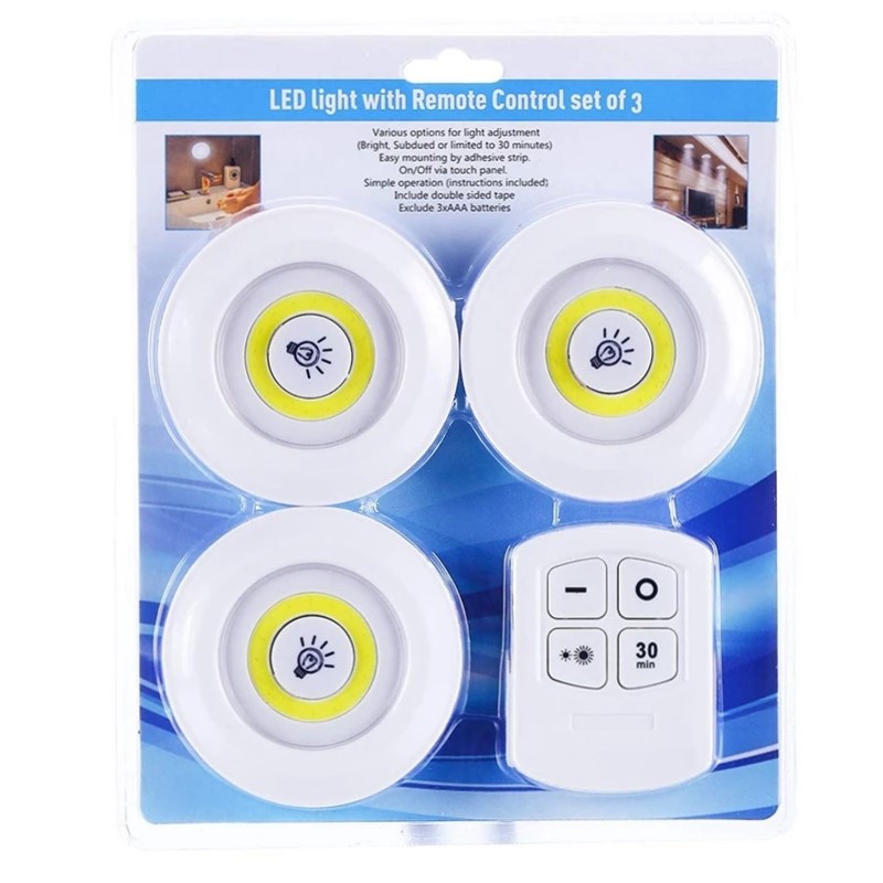 ÜÇLÜ KUMANDALI PİLLİ DOKUNMATİK PORTATİF COB LED IŞIK AYDINLATMA (4812)