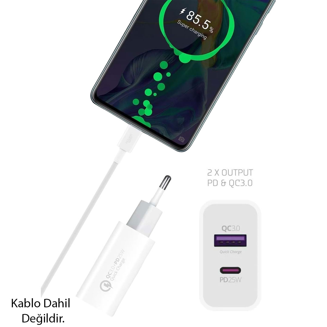 USB 3.0 / TYPE-C 25W 3.0A HIZLI ŞARJ ALETİ BAŞLIĞI PD25W (4812) USB 3.0 / TYPE-C 25W 3.0A HIZLI ŞARJ ALETİ BAŞLIĞI PD25W (4812)