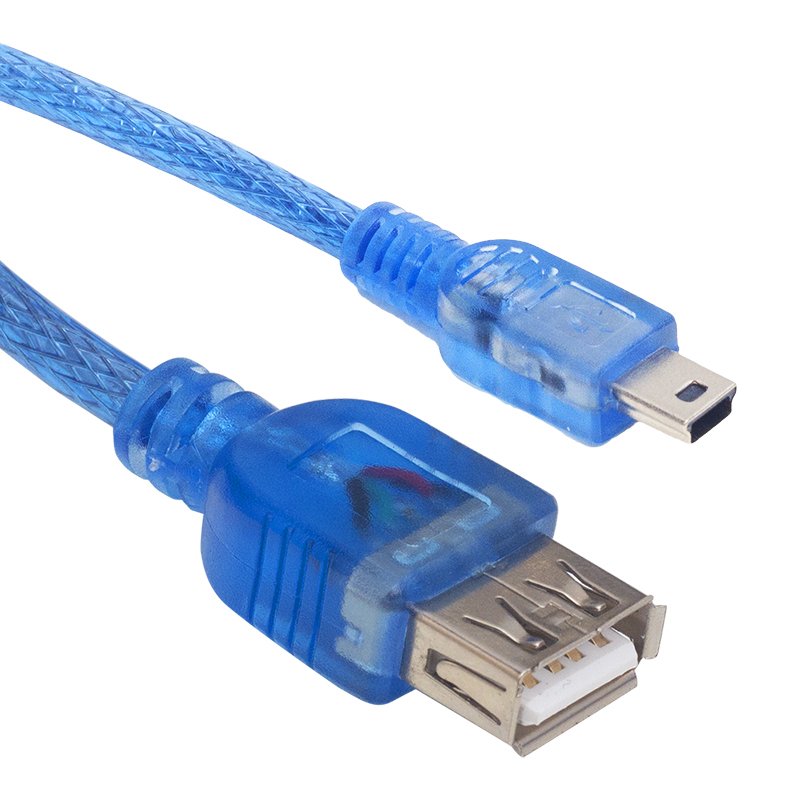 USB 5 PİN ERKEK-USB DİŞİ IPOD KABLOSU MAVİ ŞEFFAF 40 CM (4812)
