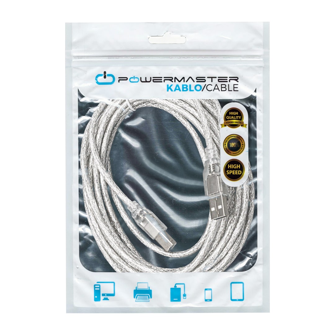USB YAZICI KABLOSU 5 MT 2.0 ŞEFFAF SL-U2005 * AC-UP05 (4812)