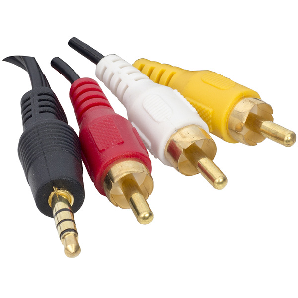 UYDU ALICISI AV KABLO 3.5 MM ST E / 3 RCA KABLO 1.2 METRE UZUN JACK ELEKTROMER (4812)