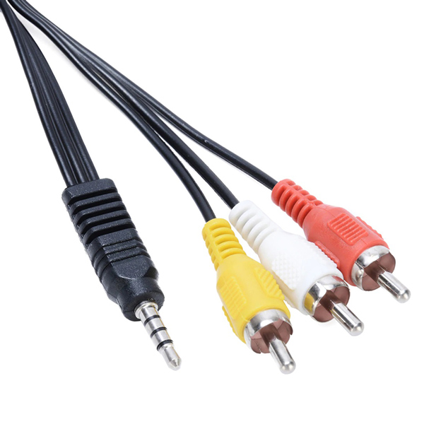 UYDU ALICISI AV KABLO 3.5 MM ST ERKEK / 3 RCA KABLO 1.2 METRE KISA JACK MODEL (4812)
