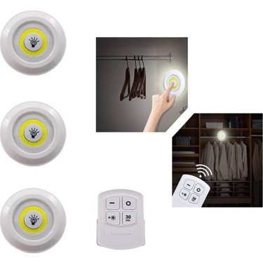 Uzaktan Kumandalı Yapışkanlı 3’lü Led Spot Lamba (4812)