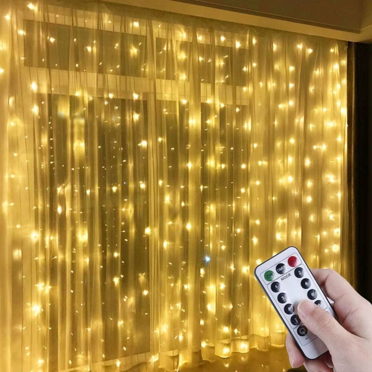 Uzaktan Kumandalı LED Perdeye Takılabilen Kancalı Işık Usb 3x3 Metre Peri Perde LED (4812)