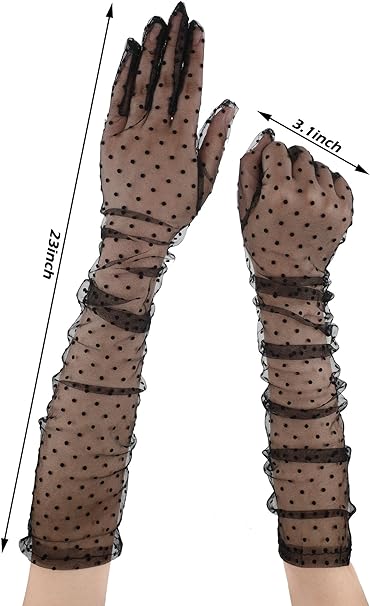 Uzun Boy Siyah Puantiyeli Siyah Renk Yetişkin Tül Eldiven 55 cm (4812) Uzun Boy Siyah Puantiyeli Siyah Renk Yetişkin Tül Eldiven 55 cm (4812)
