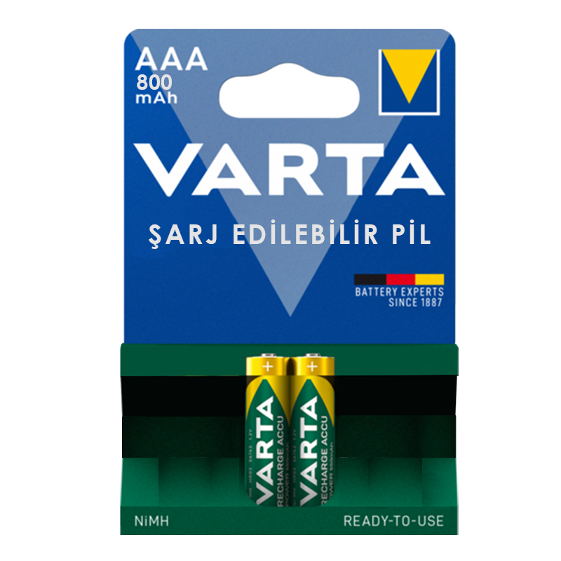 VARTA NI-MH 1.2V 800 MAH HR03 AAA ŞARJLI 2Lİ İNCE KALEM PİL (4812)
