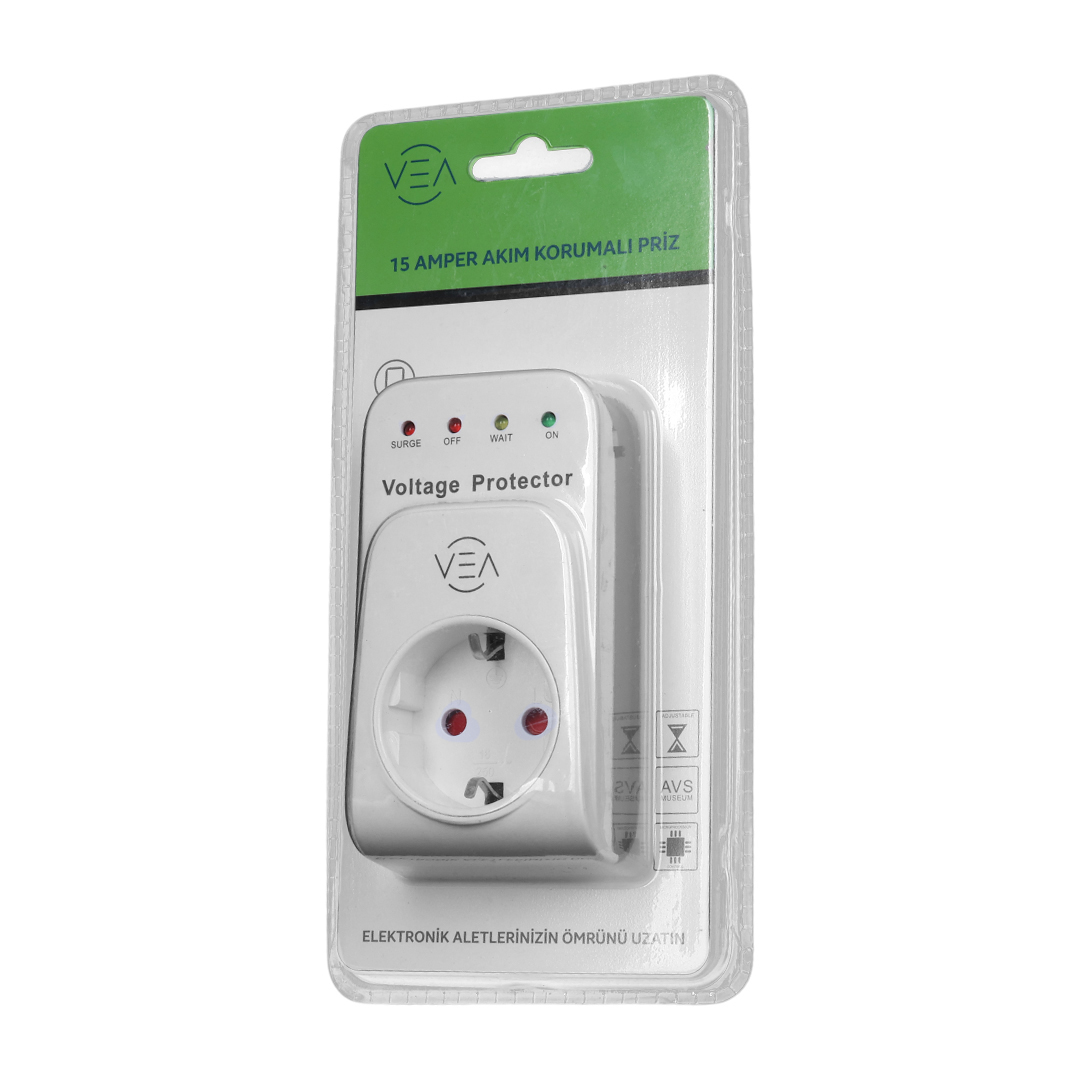 VEA VE-25531 15A 3520W AKIM KORUMALI PRİZ AŞIRI YÜKSEK GERİLİM (4812) VEA VE-25531 15A 3520W AKIM KORUMALI PRİZ AŞIRI YÜKSEK GERİLİM (4812)