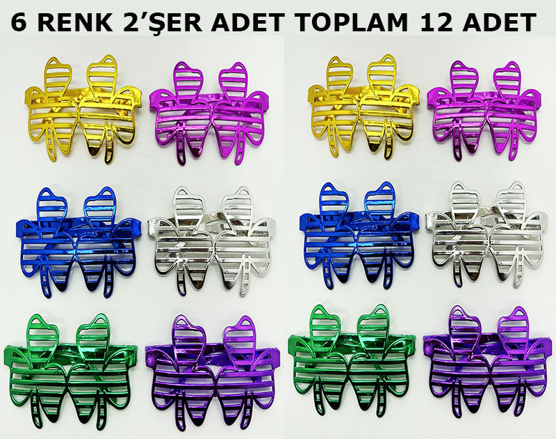 Vegas Casino Kupa Sinek Temalı Parti Gözlüğü 6 Renk 12 Adet (4812)
