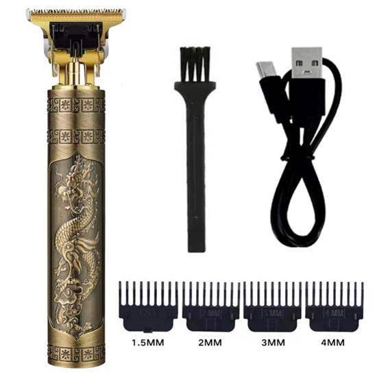 Vintage Görünümlü Güçlü 4 Farklı Başlıklı USB ŞarjlI Manuel Tıraş Makinası (4812)