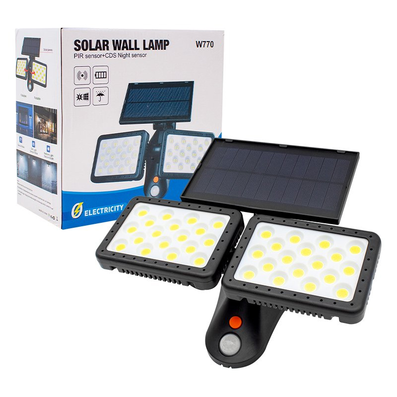 W770B SENSÖRLÜ 36 COB LEDLİ SOLAR AYDINLATMALI DUVAR LAMBASI (4812)