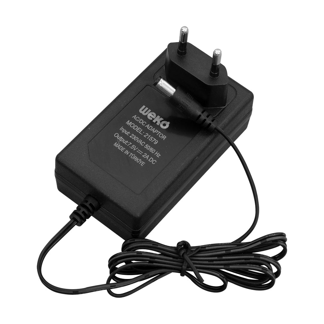 7.5 VOLT - 2 AMPER 5.5*2.5 UÇLU YERLİ ÜRETİM PRİZ TİPİ ADAPTÖR (4812) 7.5 VOLT - 2 AMPER 5.5*2.5 UÇLU YERLİ ÜRETİM PRİZ TİPİ ADAPTÖR (4812)
