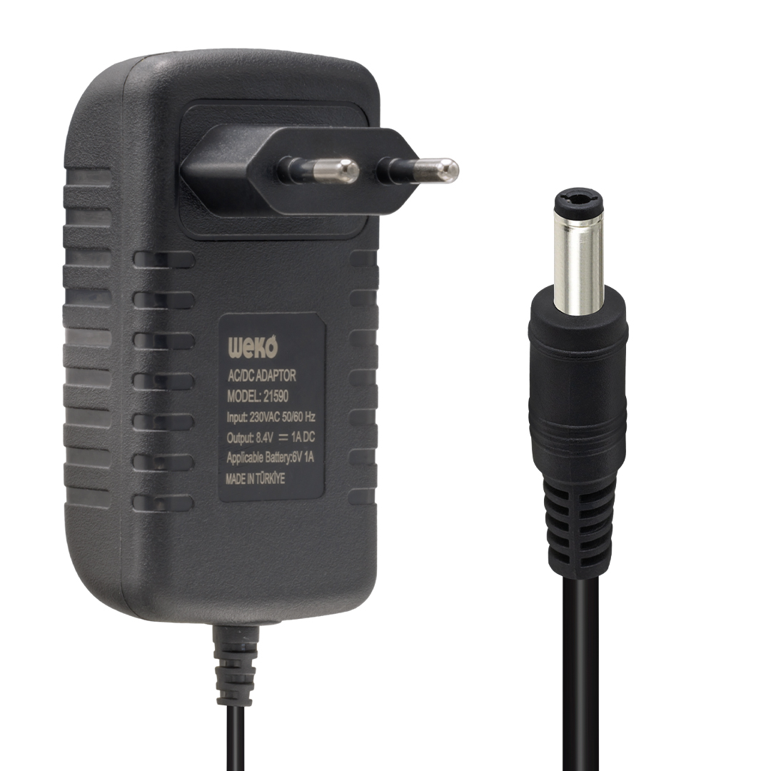 8.4 VOLT - 1 AMPER - 8.4 WATT 5.5*2.5 UÇLU LİTYUM PİL LEDLİ YERLİ ÜRETİM ŞARJ ADAPTÖRÜ (OUT:6V-1A) (4812)