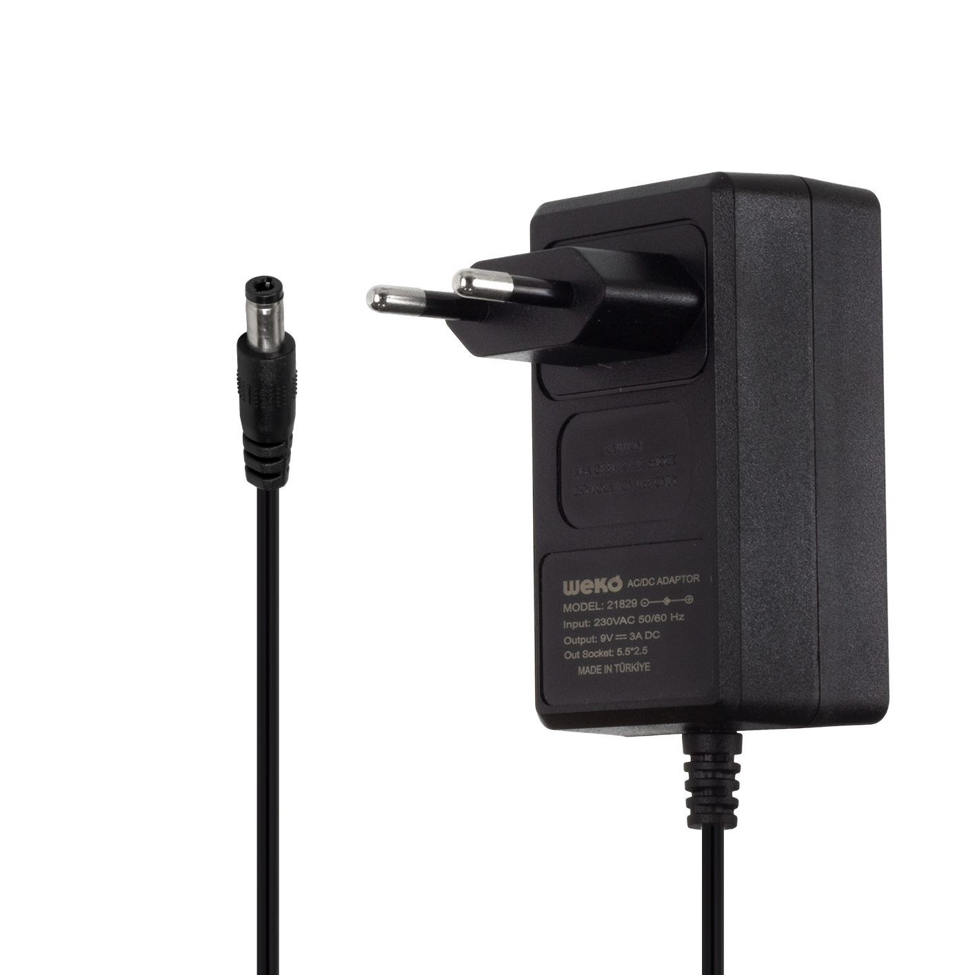 9 VOLT - 3 AMPER 5.5*2.5 UÇLU YERLİ ÜRETİM PLASTİK KASA PRİZ TİPİ ADAPTÖR (4812)