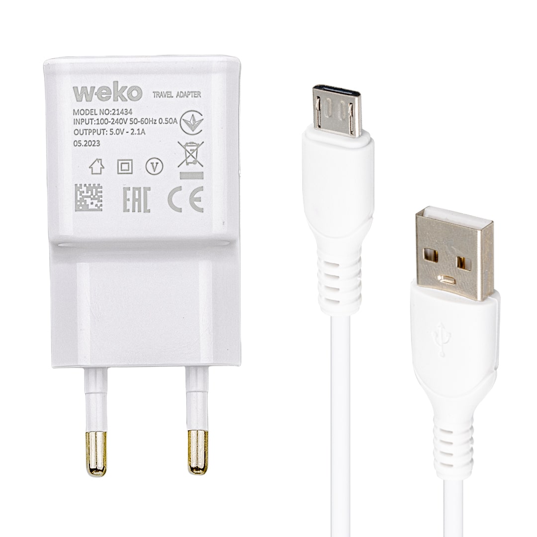 WK-21434 S6 2.1 AMPER ŞARJ BAŞLIK ADAPTÖRÜ + MICRO USB KABLO(NO:3) (4812)