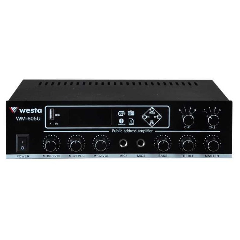 WESTA WM-605U 2 BÖLGELİ 2 MİK. GİRİŞLİ 100 WATT TRAFOLU ANFİ (4812)