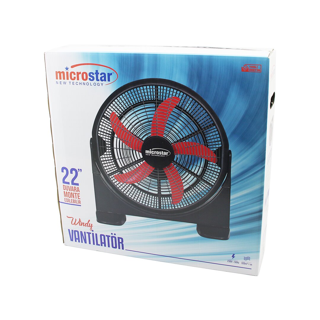 WİNDY 22 İNÇ = 55CM FAN VANTİLATÖR 2İN1=MASA ALTI - DUVARA MONTE 180 DERECE 3-KADEME HIZ 5-PLS.KANAT HC-1045 (4812)