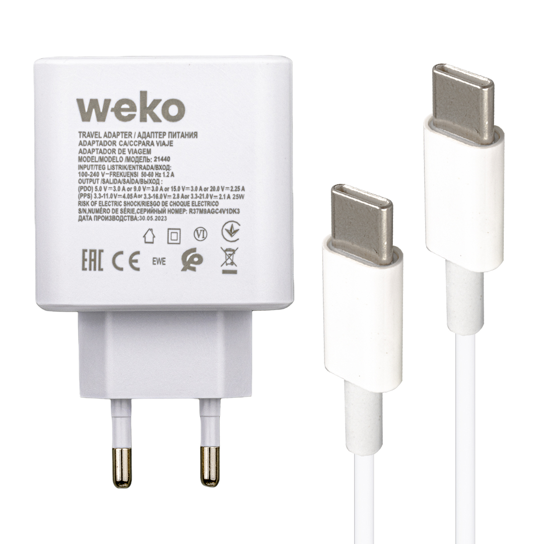 WK-21440 S11-C 25 WATT ŞARJ BAŞLIK ADAPTÖRÜ + TYPE-C TO TYPE-C KABLO (NO:9T) (4812)