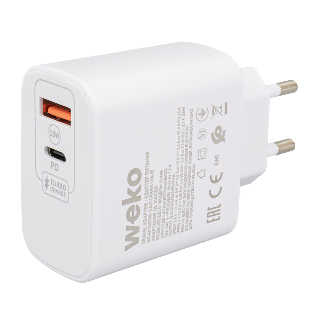 WK-21446 S11-UC 25 WATT 3.0 AMPER TYPE-C + USB ŞARJ BAŞLIK ADAPTÖRÜ (4812)