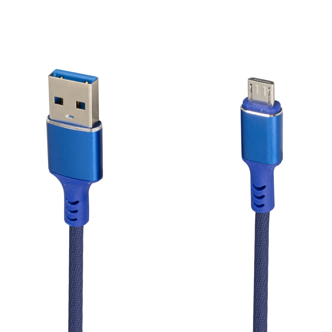 WK-22023 USB TO MICRO USB ÖRGÜLÜ LACİVERT ŞARJ KABLOSU (NO:14) (4812)
