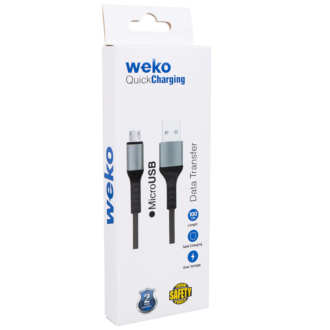 WK-22023 USB TO MICRO USB ÖRGÜLÜ LACİVERT ŞARJ KABLOSU (NO:14) (4812)