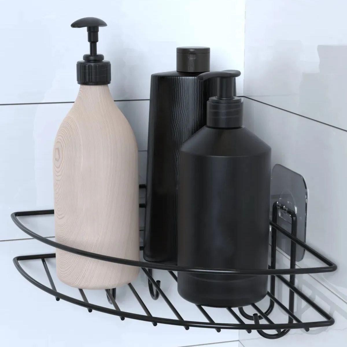 Yapışkanlı Banyo Köşeliği Kancalı Köşe Rafı Duş Şampuanlık Duvar Düzenleyici Organizer Raf (4812)