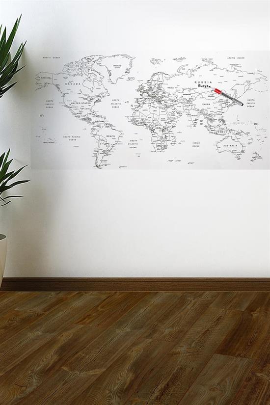 Yazılabilir Dünya Haritası Manyetik Duvar Stickerı 110 x 56 cm (4812)